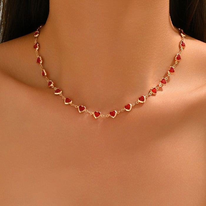 Wholesale Imitation Gold Heart Pendant Necklace Zinc Alloy Valentine' s Day Gift
