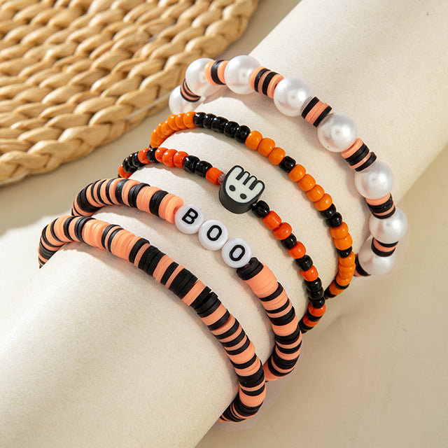 Wholesale  Cartoon Ghost Pumpkin Beaded Bracelet Women' s Fashion Accessory Boutique Resale Gift MOQ≥2