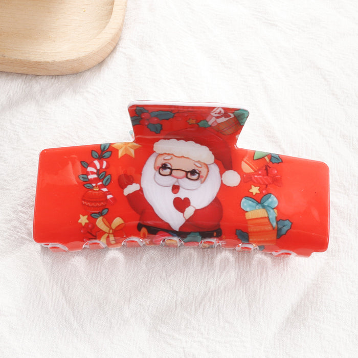 Wholesale Christmas Hair Claw Clip with Snowflake and  Pattern Back of Head Bun Shark Clip