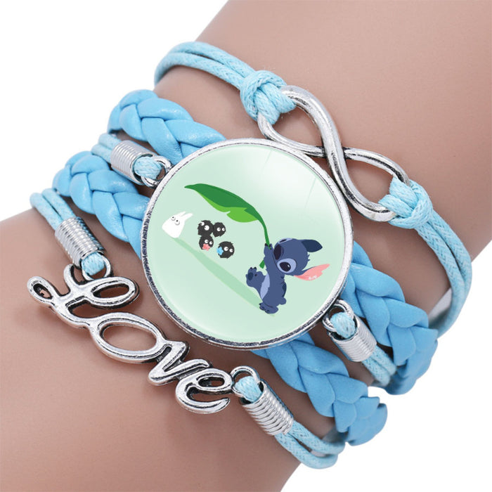 Wholesale Time Gemstone Multi-layered Leather Blue Bracelet JDC-BT-DMu004