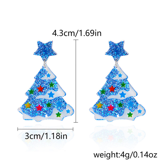 Wholesale Christmas cartoon glitter Christmas stockings Christmas gloves earrings versatile star print earrings