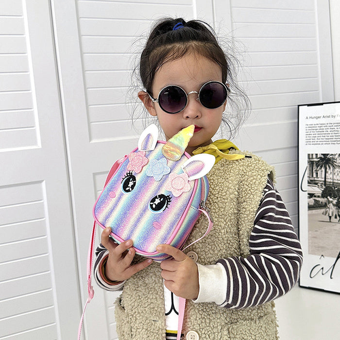 Wholesale Unicorn embroidered rainbow children's bag crossbody bag baby girl small schoolbag shoulder bag