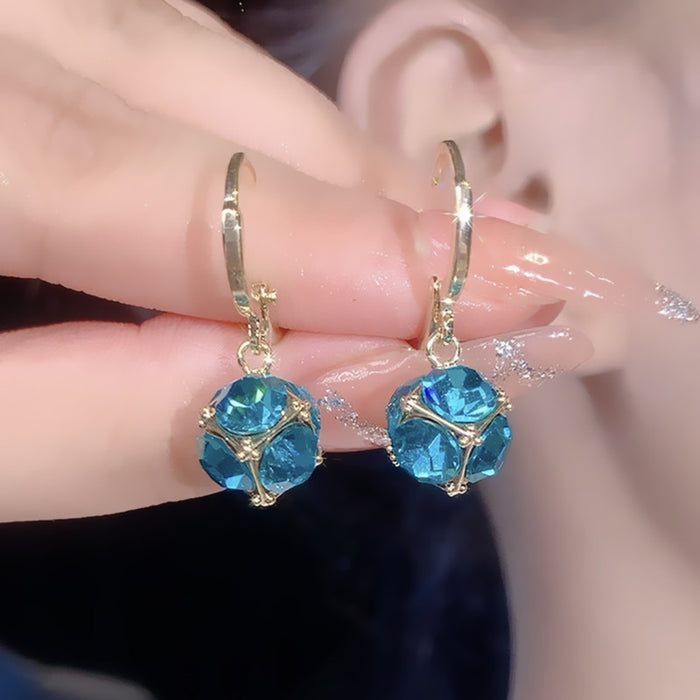 Wholesale Zircon diamond ball copper earrings