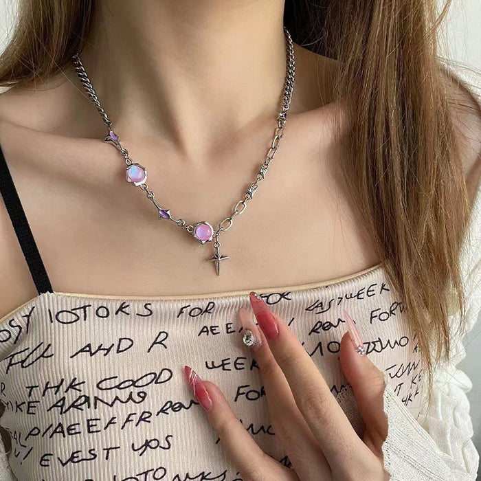 Wholesale Irregular Brooch Moonstone ing Necklace Clavicle Chain