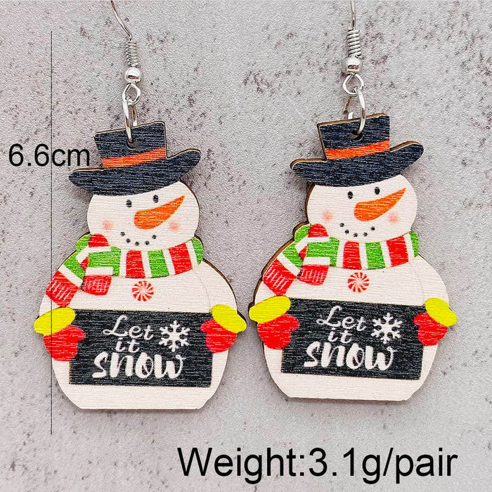 Wholesale Christmas Earrings Elk Christmas Tree Snowman  Wooden Earrings