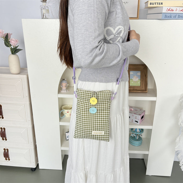 Wholesale Stylish Plaid Button Crossbody Phone Bag Women S Everyday Casual Large Capacity Fashion Accessory Gift