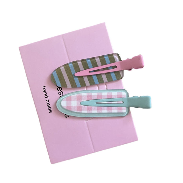 Wholesale 2 plaid hair clips, cute makeup clips, no trace clips, hair accessories