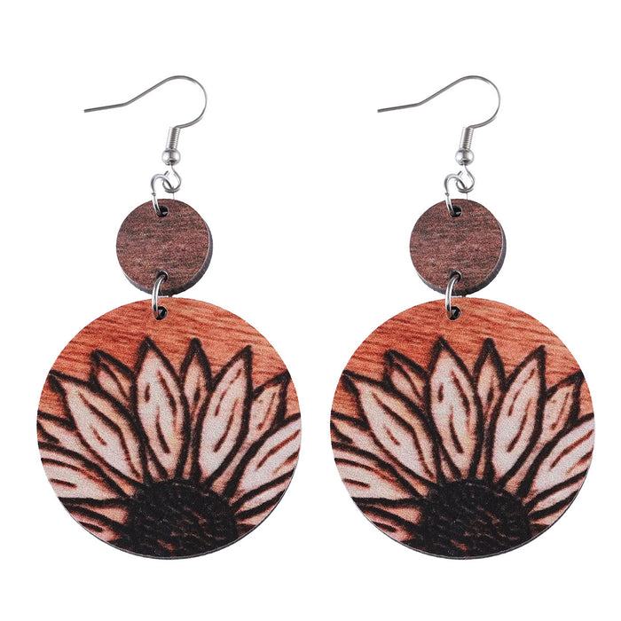 Wholesale Sunflower Round Piece ing Earrings