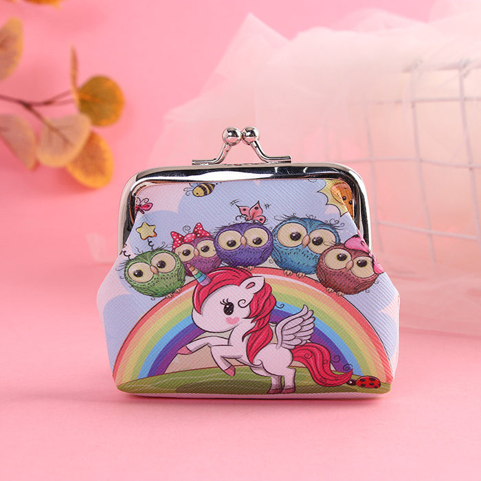 Wholesale Cartoon Unicorn PVC Coin Purse Snap Wallet Pink Flower Boutique Resale MOQ≥2