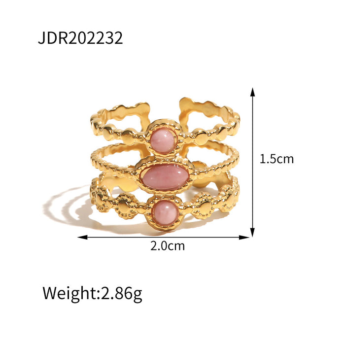 Wholesale Natural stone ring, versatile gemstone bracelet, titanium steel open ring
