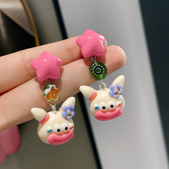 Wholesale Original new cartoon ugly doll silver needle fashionable and funny earring ear clip