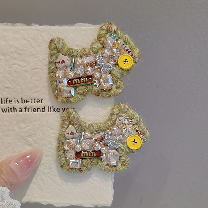 Wholesale Rhinestone Puppy Wool Hair Clips