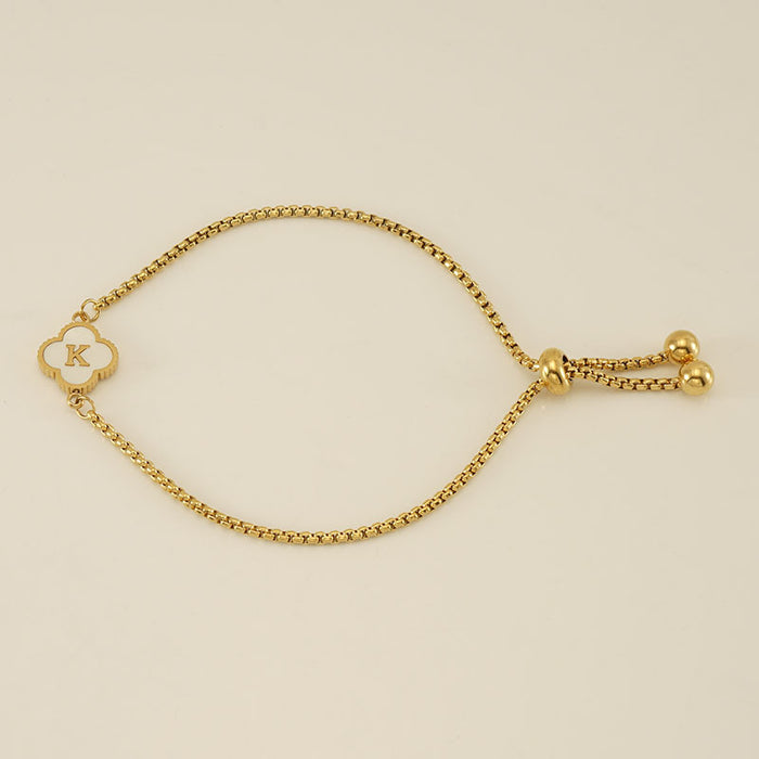 Wholesale Stainless Steel Seashell Four-Leaf Clover Letter Bracelet