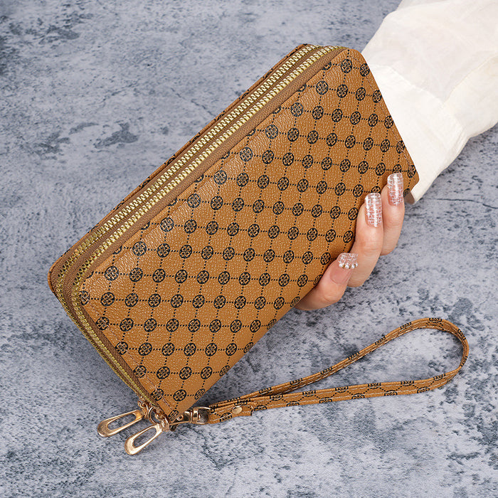 Wholesale Modern Geometric Design Multifunctional Wallet Clutch Bag in Black PVC for Everyday Use and Phone Accessory