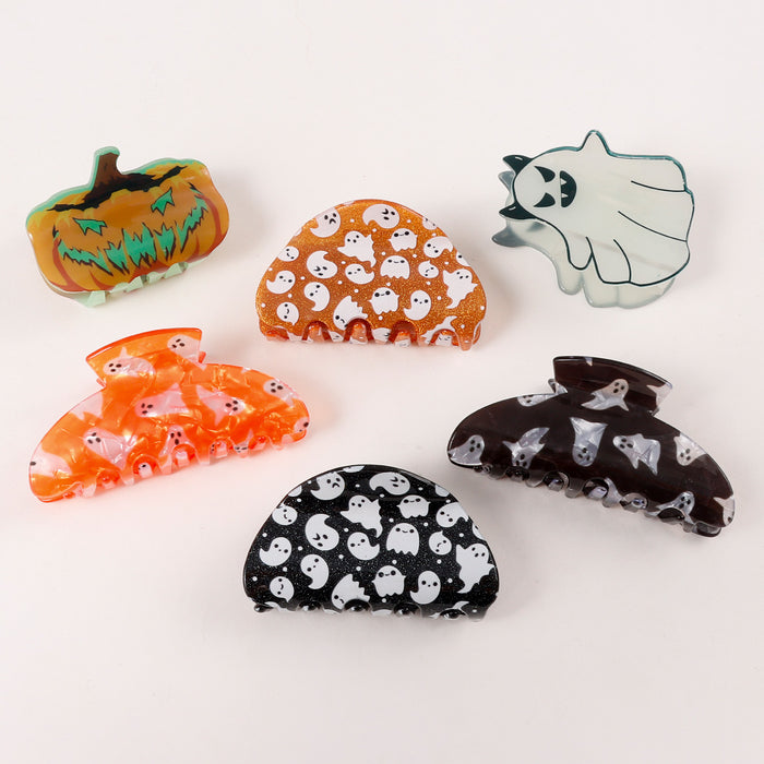 Wholesale PVC  Glow In The Dark Pumpkin Ghost Shark Hair Clip Boutique Resale Hair Accessory