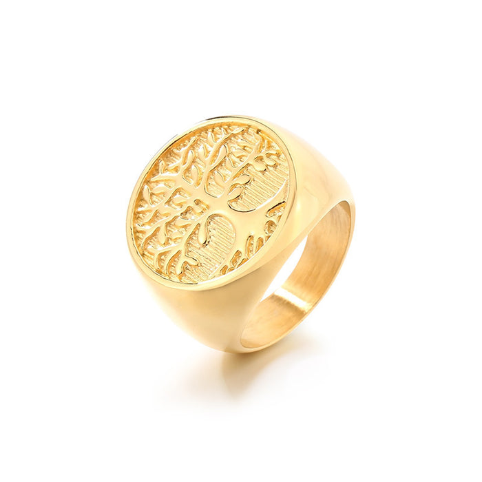 Wholesale Titanium Steel Tree of Life Ring Vintage Stainless Steel Tail Ring