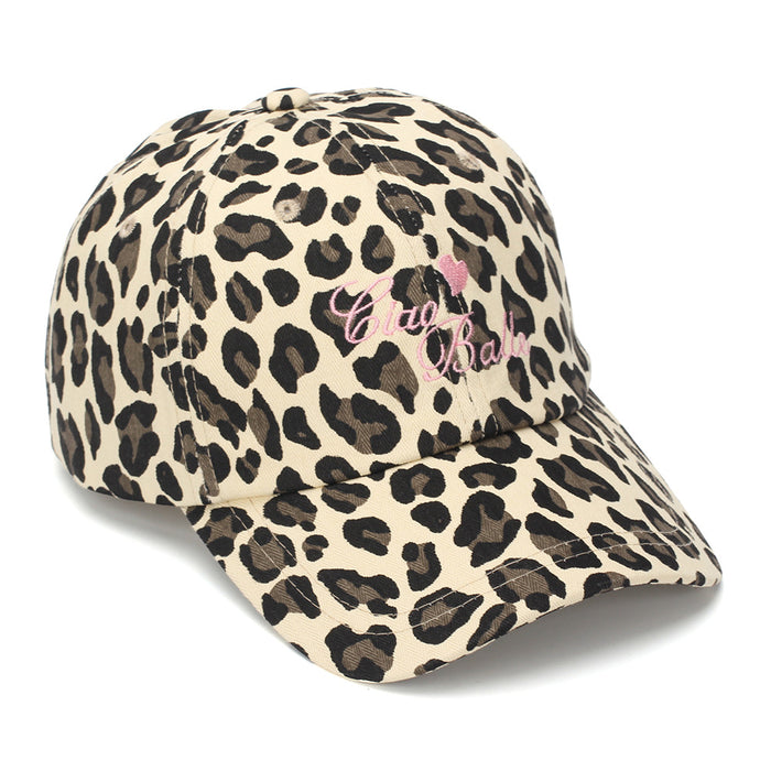 Wholesale Cotton Leopard Print Embroidery Baseball Cap with English Letters Women Sun Protection Summer Fashion Accessory Gift