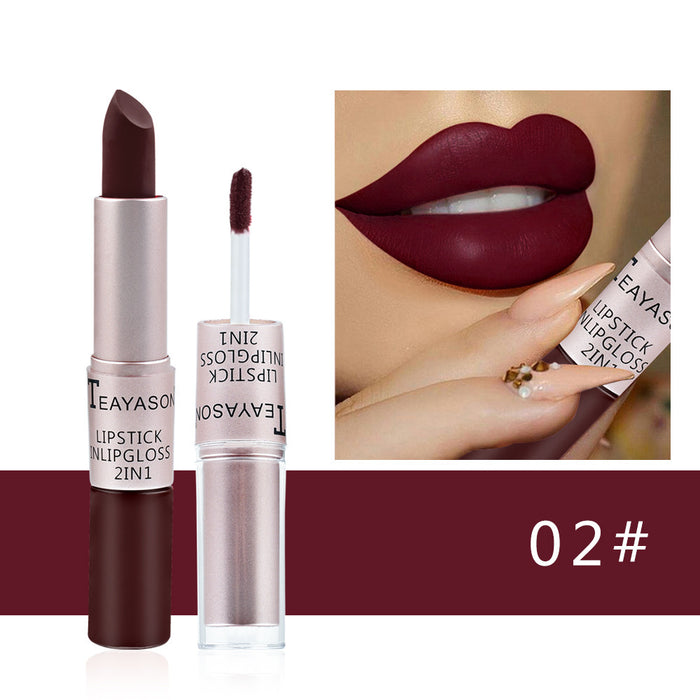 Wholesale Lipstick dual head non stick cup matte matte matte lip gloss 2-in-1 matte lipstick