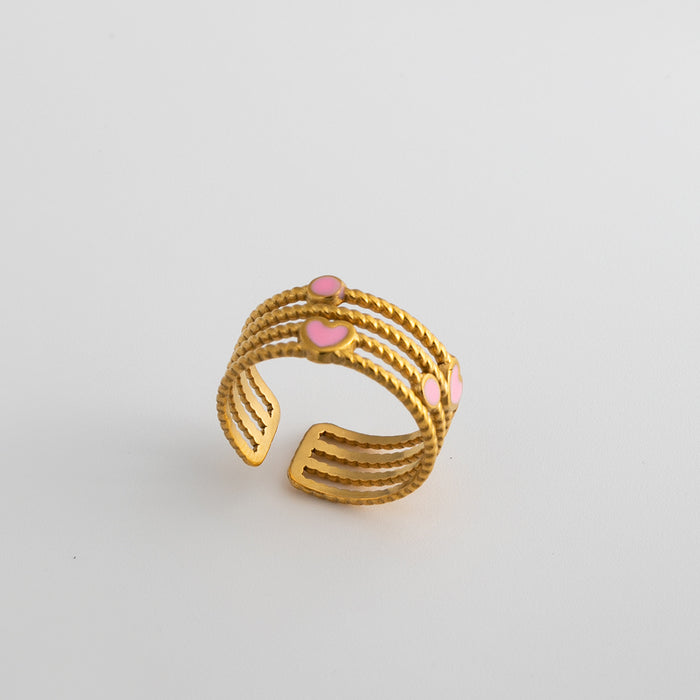 Wholesale 2pcs Heart-shaped openwork stainless steel ring