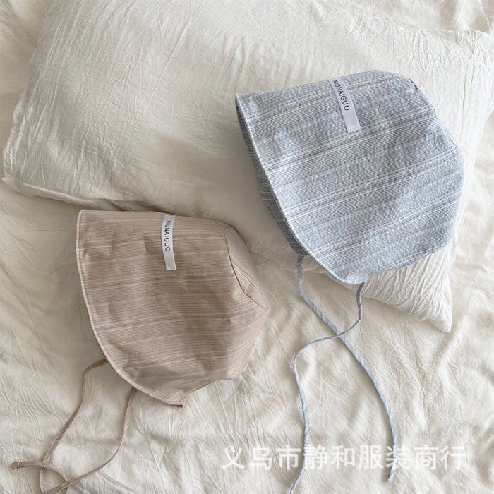 Wholesale Minimally striped tie with back opening sun protection and wide eave sun protection