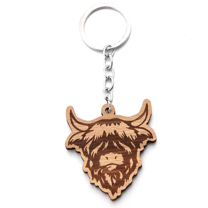 Wholesale Wooden Cow Head Keychain JDC-KC-JinA001