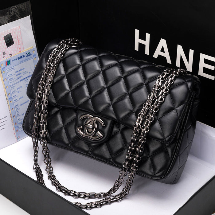 Wholesale Women' s Genuine Leather Diamond Quilted Crossbody Bag Chain Strap Retro Fashion Accessory