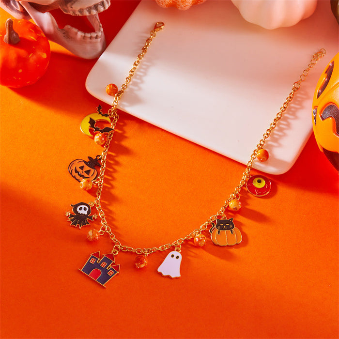 Wholesale Cat Pumpkin Pendant Necklace Chic Boutique Resale for Party