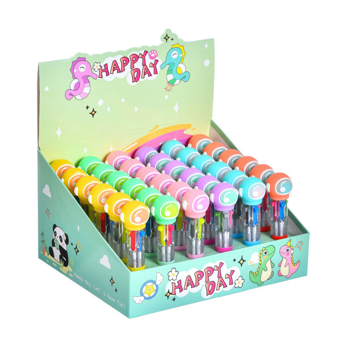 Wholesale 36pcs Cute donut mini four-color ballpoint pen multi-color hand account marking pen student stationery