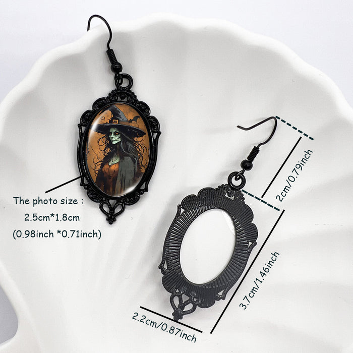 Wholesale  Black Crow Skull Oval Lace Earrings Witch Earrings Pumpkin Black Cat Moon Earrings