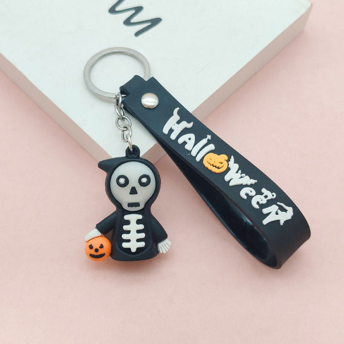Wholesale Soft Glue Keychain Pendant - Skull Pumpkin Death Cartoon MOQ≥2