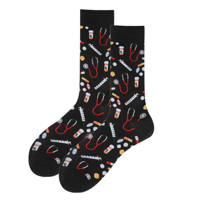 Wholesale Clock Stamp Geometric Stripe Men's Socks JDC-SK-CG013