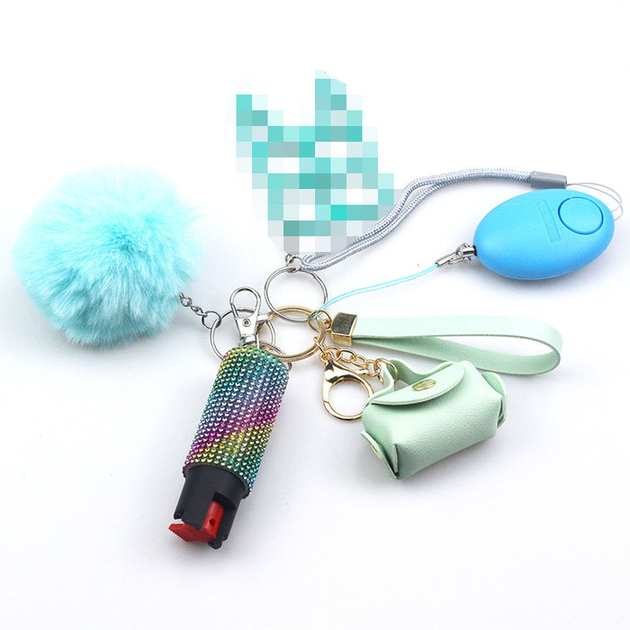 Wholesale Leather Pom Pom 5 Piece Keychain Set JDC-KC-TouMS044