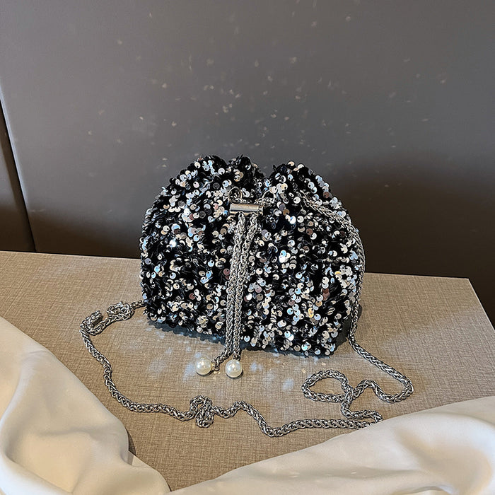 Wholesale Fashionable personalized sequin bag for women bucket bag western style shoulder bag fashionable crossbody evening bag