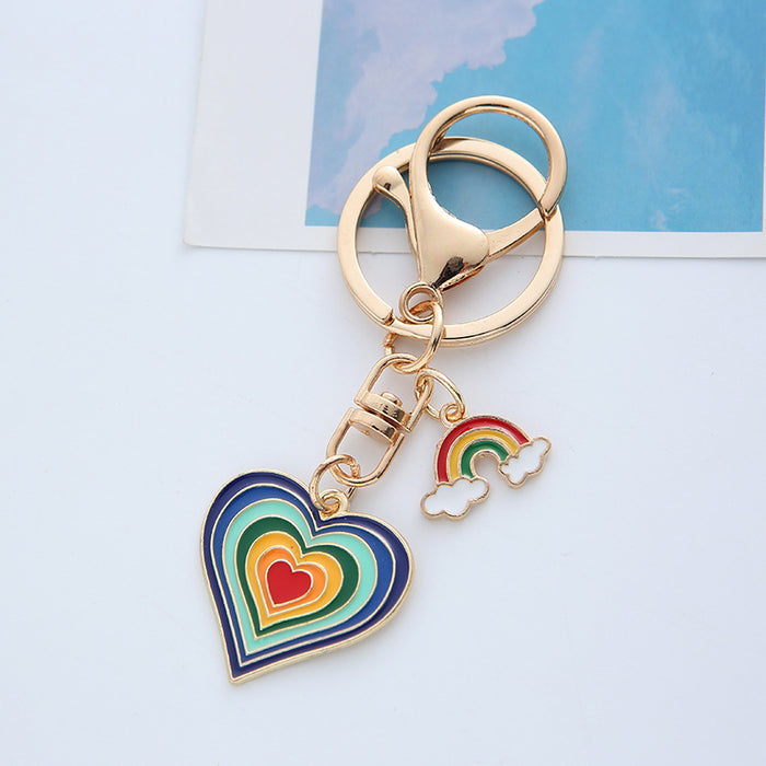 Wholesale Colorful Love Alloy Keychain JDC-KC-JRen004