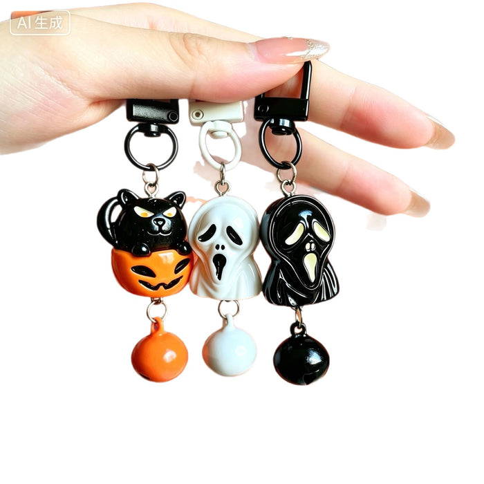Wholesale  3D Skull Skeleton Pumpkin Keychain Charm Gothic Trendy Bag Phone Chain Accessory For Purse Backpack Or Car Key Resale Gift