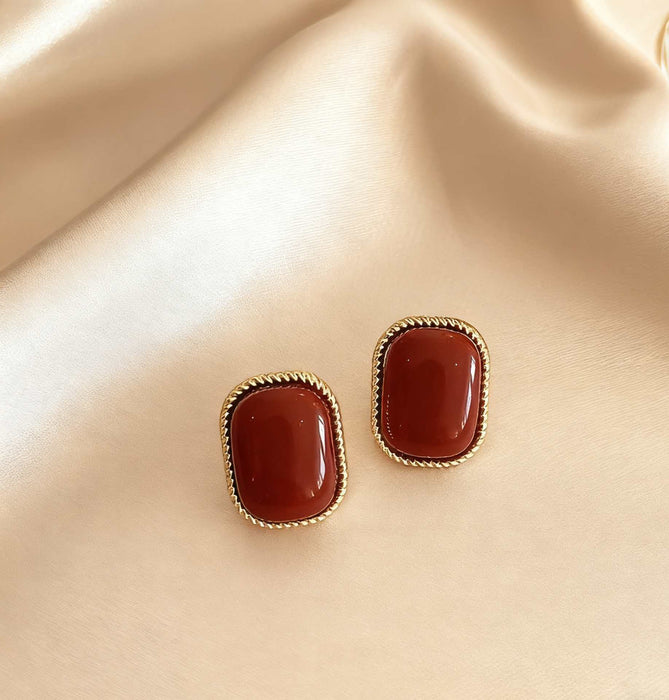 Wholesale Burgundy vintage floral heart stud earrings