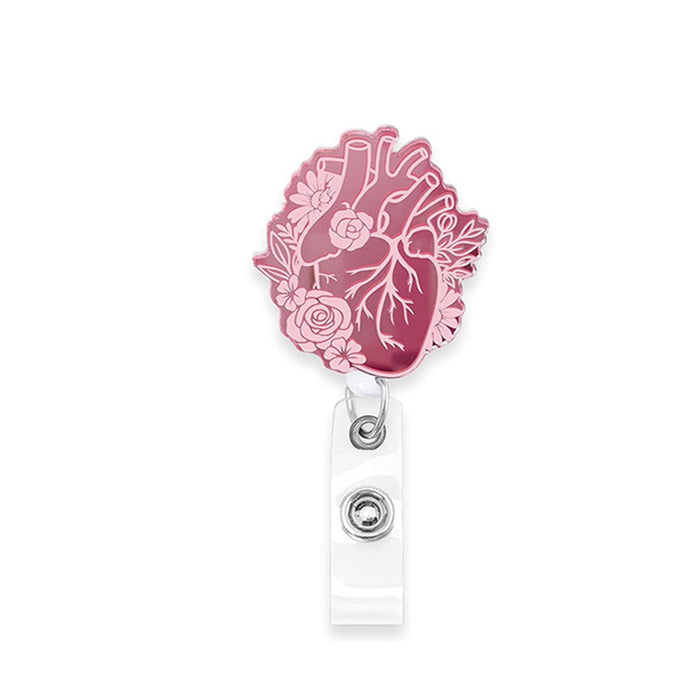 Wholesale Acrylic Pink Skull Retractable Name Tag ID Buckle JDC-KC-XinH012