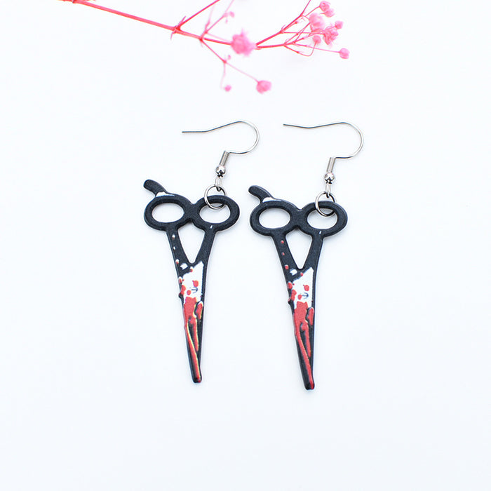 Wholesale Halloween sword knife scissors axe dagger stainless steel earrings