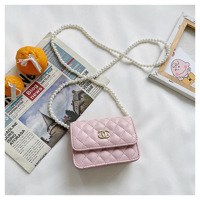 Wholesale Retro pearl decoration PU children's shoulder crossbody bag baby accessory bag