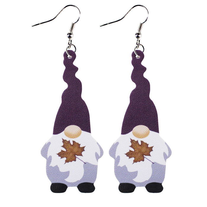 Wholesale Halloween Leather Earrings Pumpkin Leaf Holiday Decoration