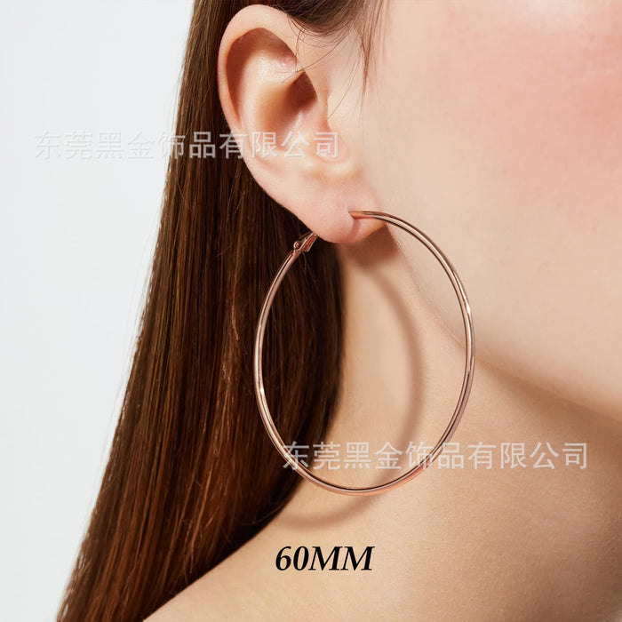 Wholesale Stainless Steel Large Round Wire Earrings JDC-ES-HeiJ001