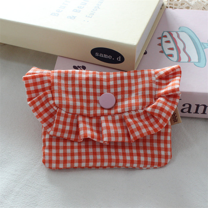 Wholesale Gingham Plaid Flap Pouch Card Holder Wallet For Women Portable Purse For Everyday Use Home Storage
