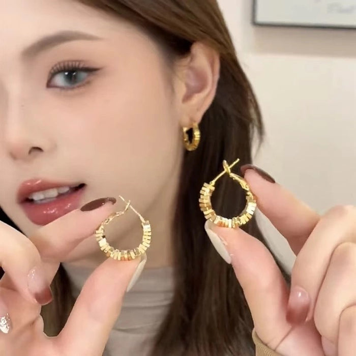 Wholesale Golden Small Square Broken Silver Hoop Earrings