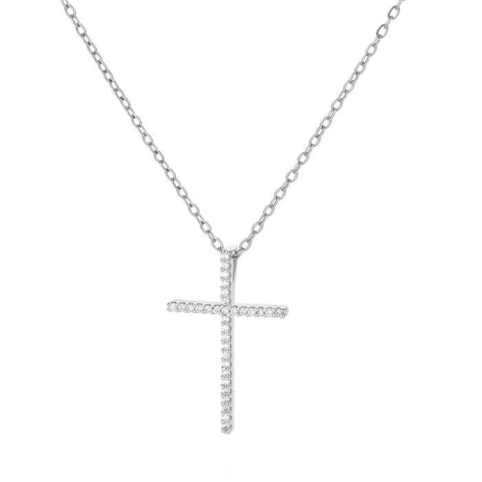 Wholesale Micro inlaid zircon cross pendant necklace collarbone chain jewelry