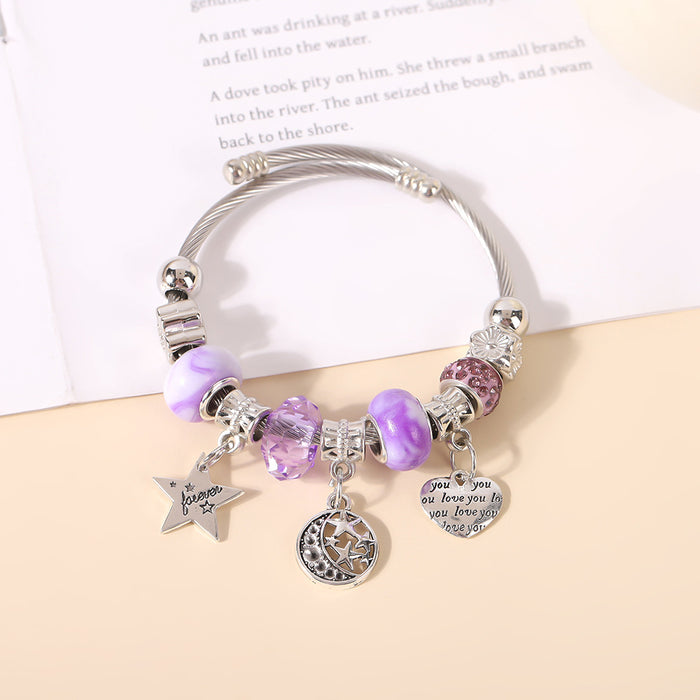 Wholesale Fashionable titanium steel bracelet, personalized pendant, crystal bracelet, versatile and high-end bracelet