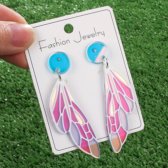 Wholesale Wing Earrings Handmade Cute Colorful Insect Wings Acrylic Earrings