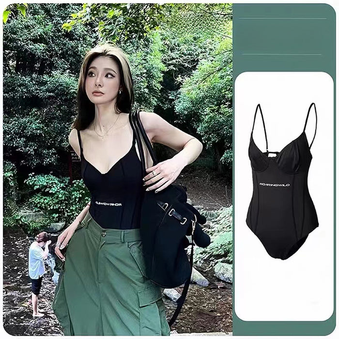 Wholesale Swimsuit women's one-piece strap backless swimsuit slim hot spring professional swimsuit