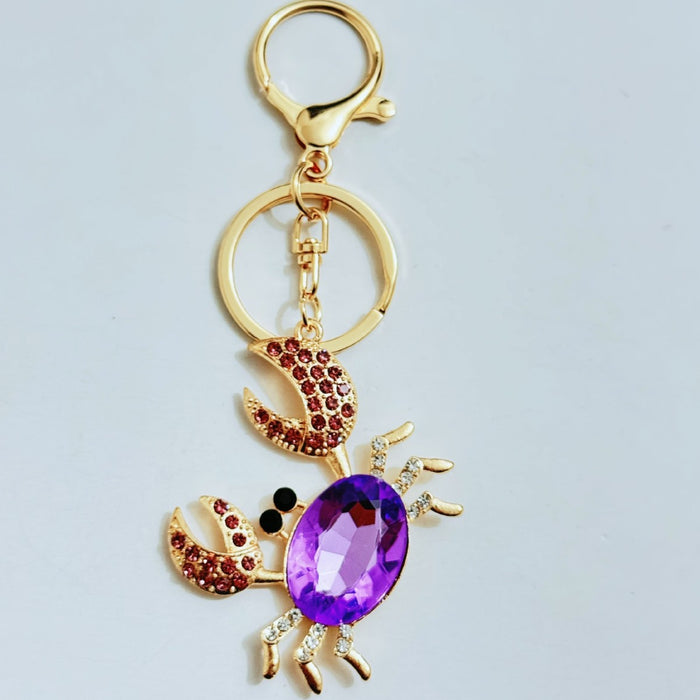 Wholesale Zinc Alloy Rhinestone Crab Keychain Trendy Cancer Zodiac Charm For Women S Bags And Keys