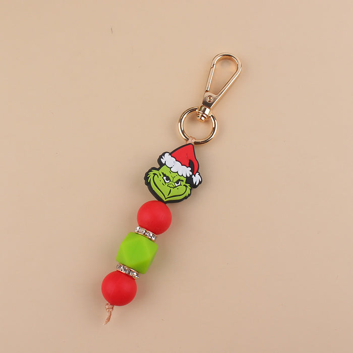 Wholesale Cartoon Christmas Handmade Silicone Beaded Keychain JDC-KC-GuangTian001