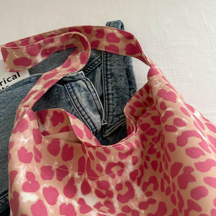 Wholesale Leopard print canvas bag tote bag casual large capacity hand-held shoulder bag